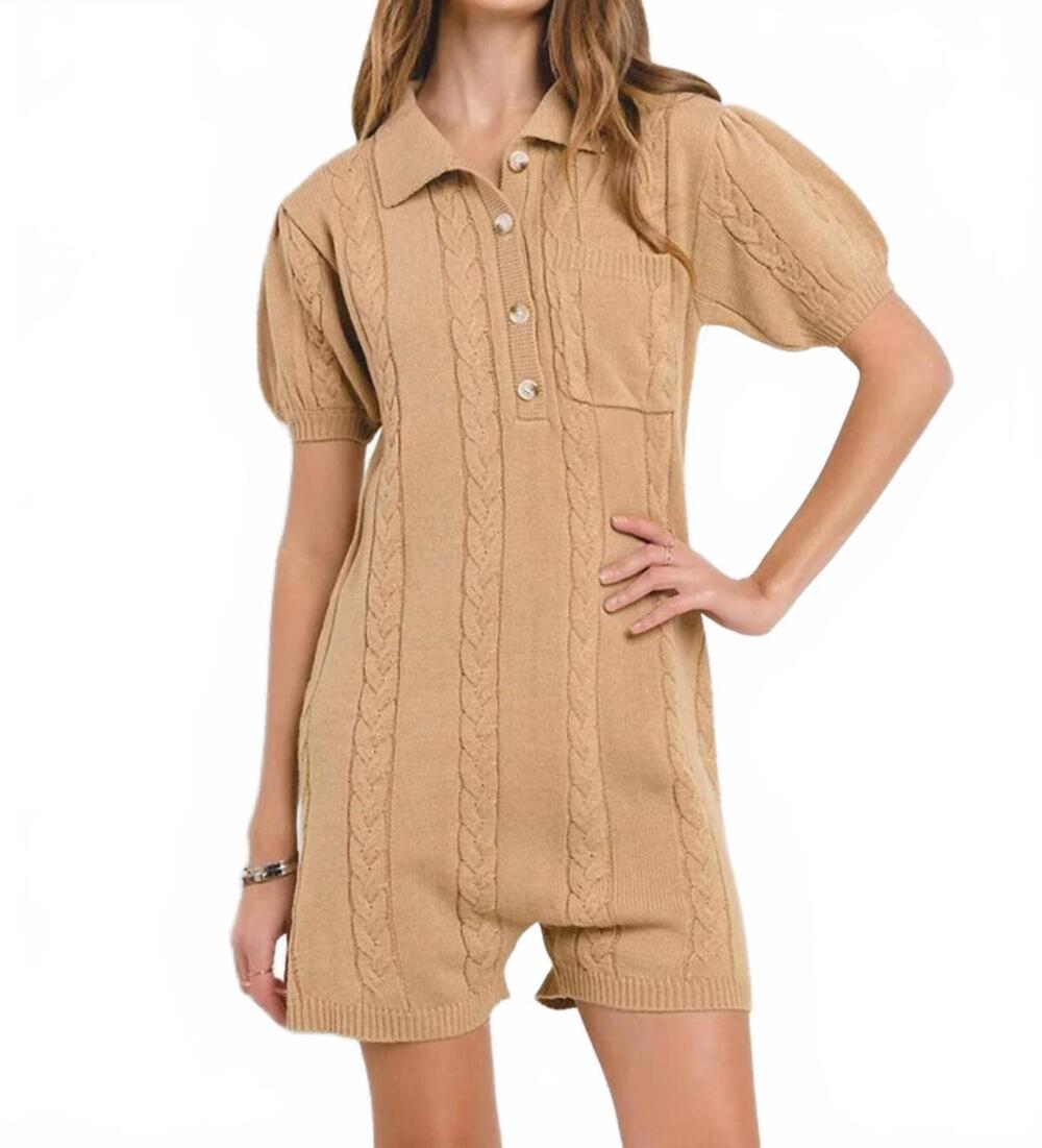 NEW WHOLESALE FASHION TRENDS the margo cable romper in beige